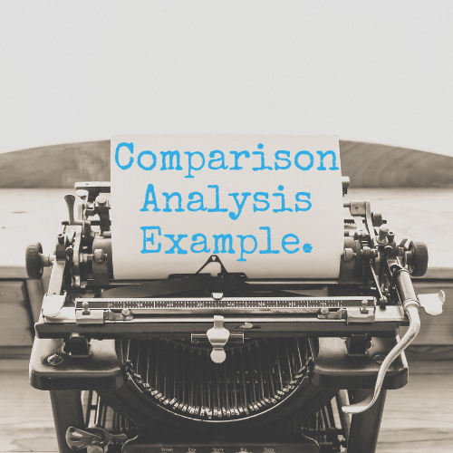 typewriter with the text "Comparison Analysis Example"